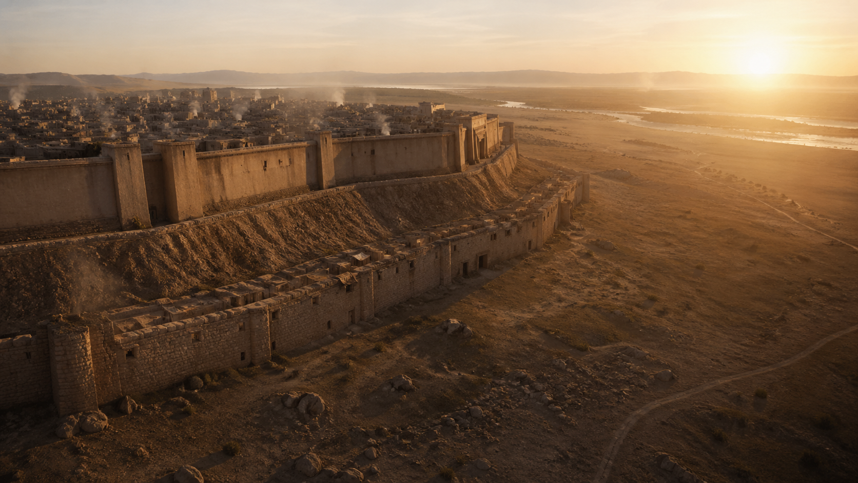 The walls of Jericho at dawn