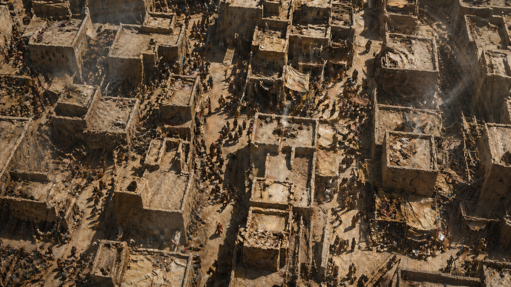 Bird's eye view of Rahab tiny inside Jericho