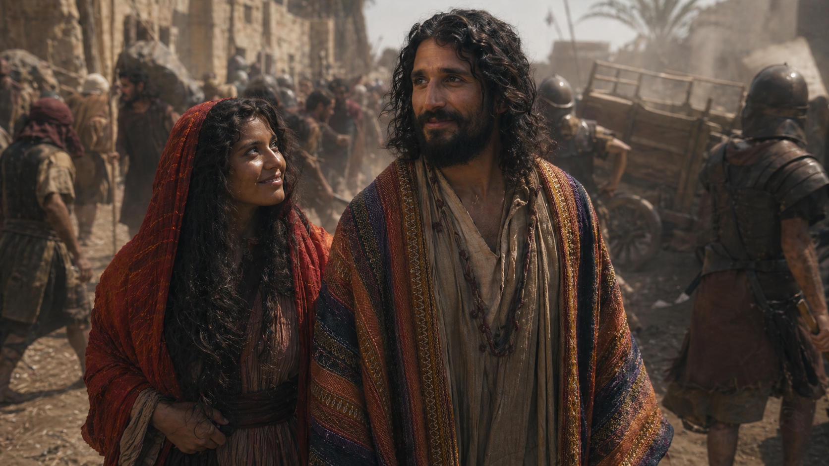 The Stranger walks Rahab through the chaos