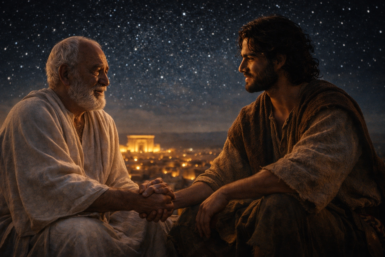 Father and Son · Hands Clasped