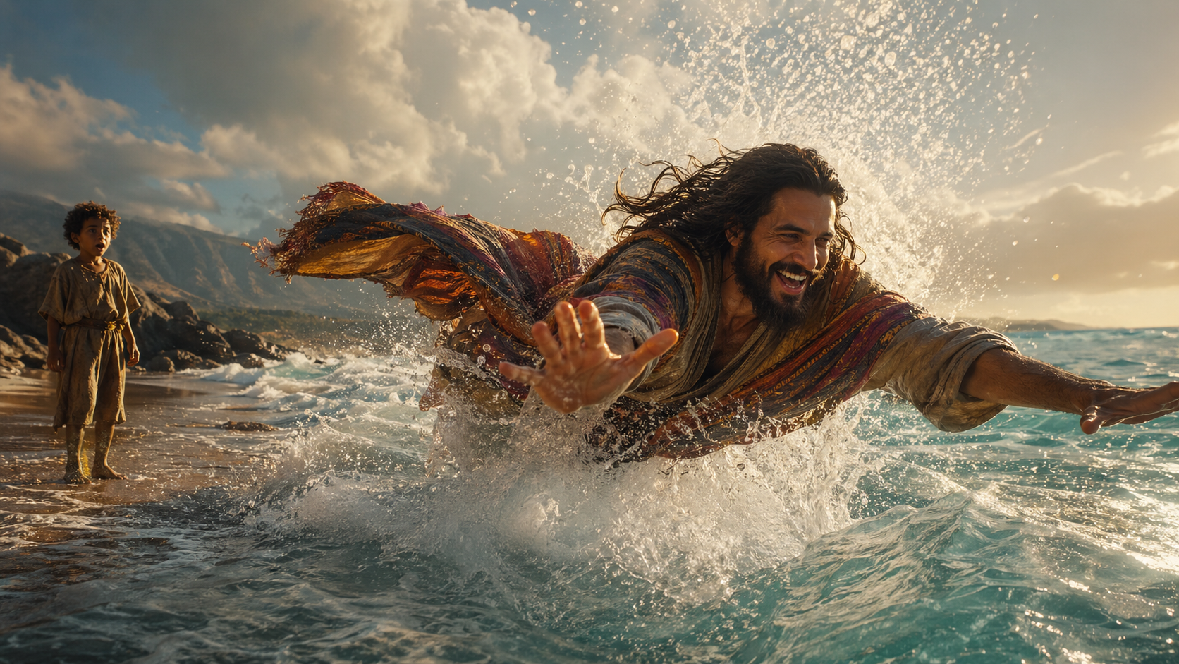 Jesus dives in